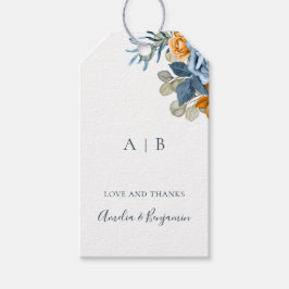 Terrakotta Blå Rost Elegant Tack Bröllop Presentetikett