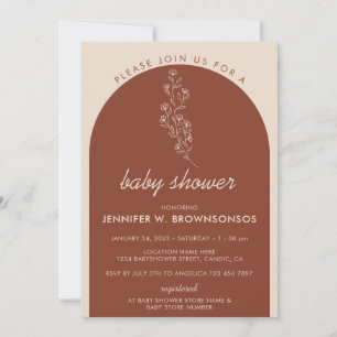 Terrakotta Blomma Sommar Höst Förena Baby Shower Inbjudningar