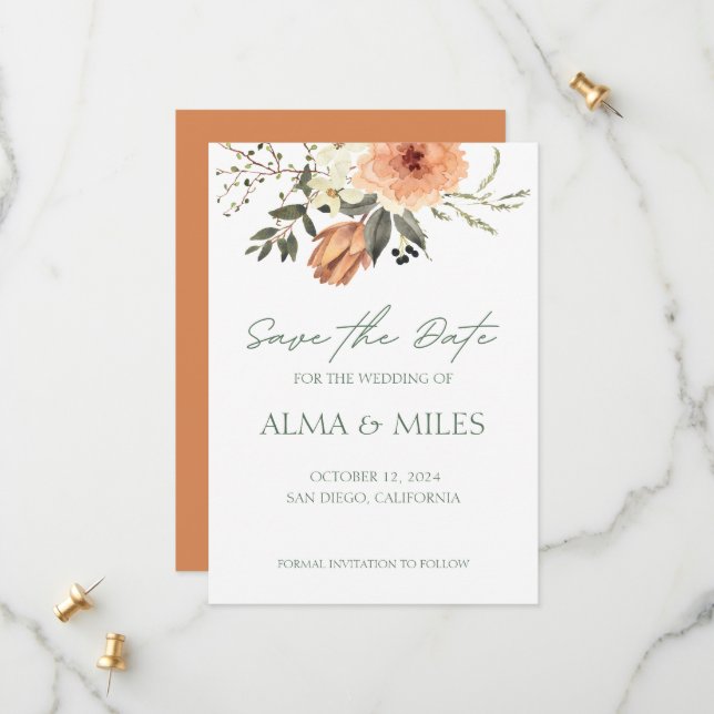 Terrakotta Blomma Spara Datum Spara Datumet (Fram/Back In Situ)