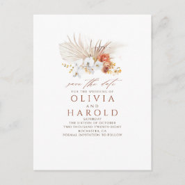 Terrakotta Blommig Boho Exotisk Spara Datum Meddelande Vykort