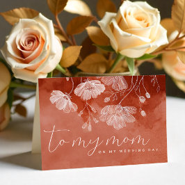 Terrakotta Blommig Bröllopsdagskort – Till Min Mam Tack Kort
