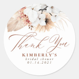 Terrakotta Blommig Exotisk Boho Tack Runt Klistermärke