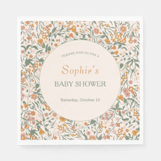 Terrakotta Blommig Höst Baby Shower Pappersservett