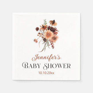 Terrakotta Blommig Höst Bebis Shower Pappersservett