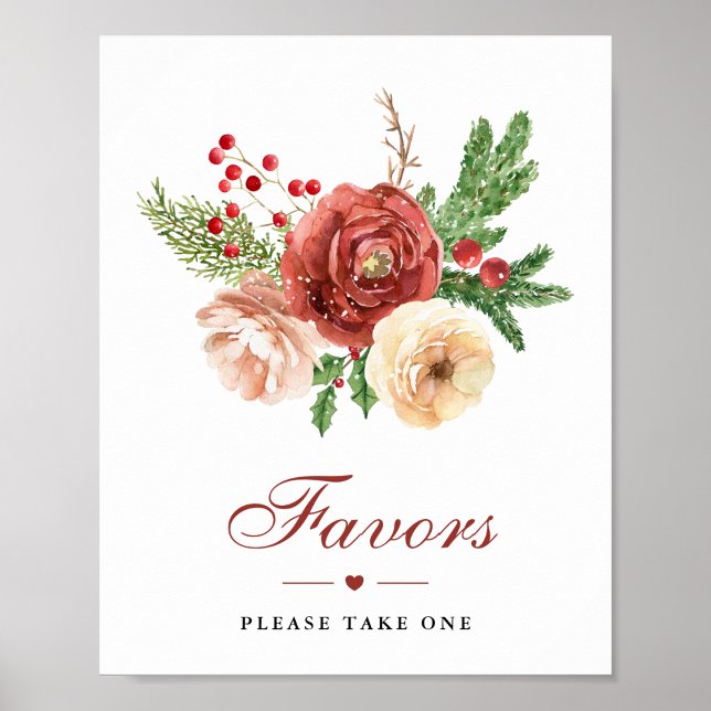 Terrakotta Blommig Lövverk Vinter Bröllopspresente Poster (Skapare uppladdad)