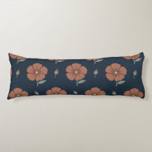 Terrakotta Blommig Moody Blue Lång Kropp Kudde