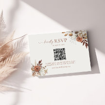 Terrakotta Blommig QR-kod RSVP Bröllop