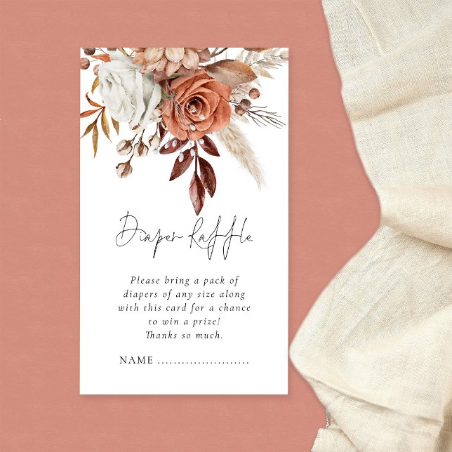 Terrakotta Blommor Ble-Diaper Lotteri Baby Shower  Tilläggskort (Skapare uppladdad)