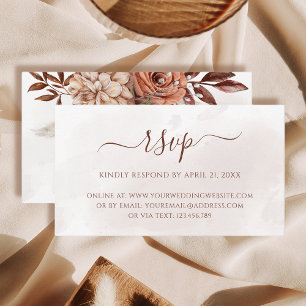 Terrakotta Blommor Boho Höst Bröllop Online RSVP Tilläggskort