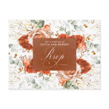 Terrakotta Blommor Bröllop RSVP Postkort