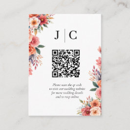 Terrakotta Blommor Minimalist QR-kodfodral Tilläggskort
