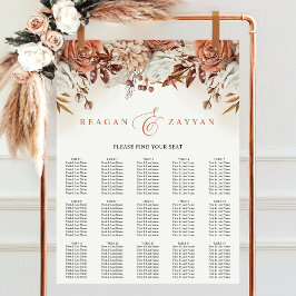 Terrakotta Blommor Pampas Bröllop Placeringsplan Poster