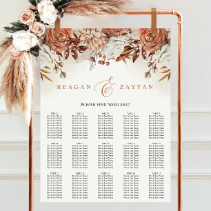 Terrakotta Blommor Pampas Bröllop Placeringsplan Poster