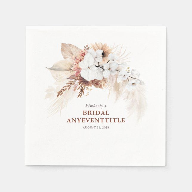 Terrakotta Blommor Pampas Gräs Alla Evenemang Pappersservett (Framsidan)