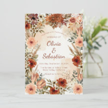 Terrakotta Boho Blommig Höst Rustik Elegant