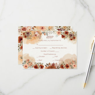 Terrakotta Boho Blommig Höst Rustik Elegant OSA Kort