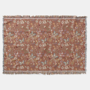 Terrakotta Boho Blommig Kastfilt Filt
