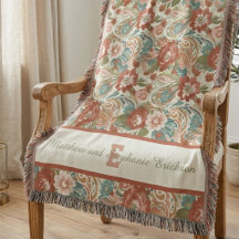 Terrakotta Boho Blommig Monogram Par