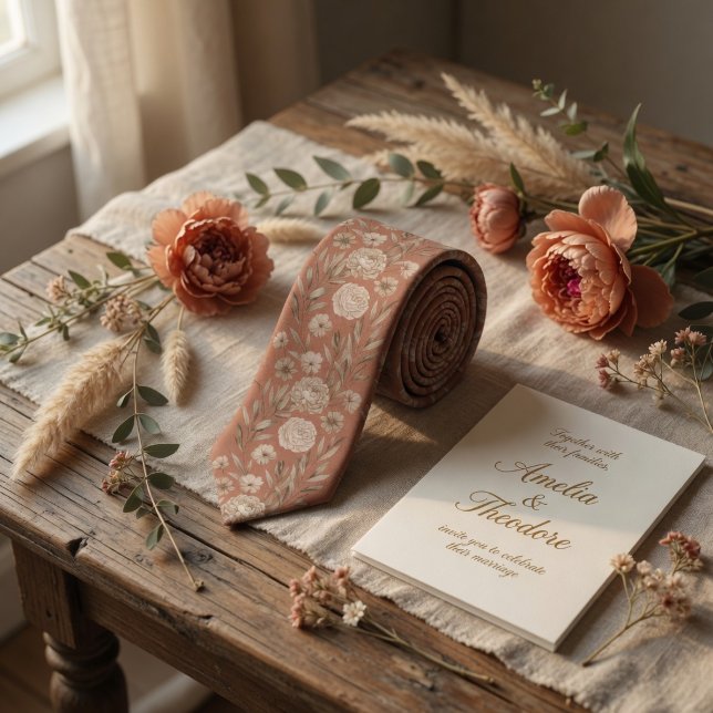 Terrakotta Boho Blommig Skiss Peon Botanisk Slips (Skapare uppladdad)