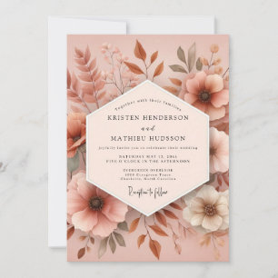 Terrakotta Boho Bloom Bröllop Inbjudningar