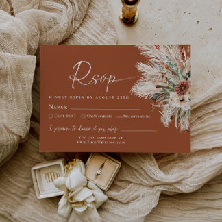 Terrakotta Boho Bröllopssvar RSVP-kort  OSA Kort