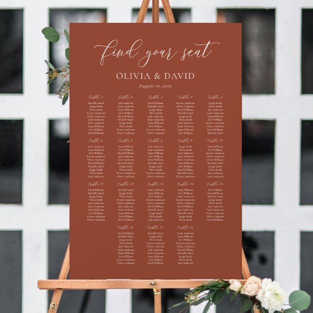 Terrakotta Boho Elegant 18 bord Placeringsplan Poster (Skapare uppladdad)