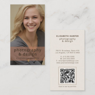Terrakotta Boho Foto QR-kod Modern Minimalistisk Visitkort
