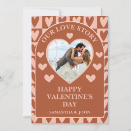 Terrakotta Boho Hjärtan Valentine’s Gåva Foto Julkort
