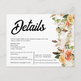Terrakotta Boho Höst Blommig Bröllop Tilläggskort