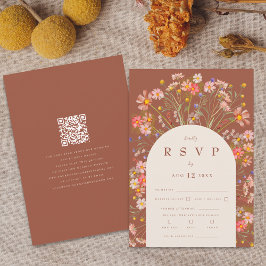 Terrakotta Boho Höst Vildblomma Blommig QR-kod OSA Kort