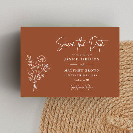 Terrakotta Boho Minimalistisk Elegant Foto Bröllop Spara Datumet