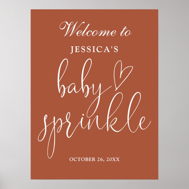 Terrakotta Boho Neutral Baby Sprinkle Välkomstskyl Poster (Framsidan)