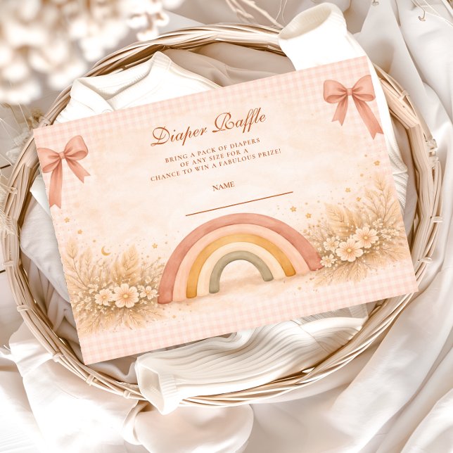 Terrakotta Boho Regnbåge Baby Shower Blöja Lotteri Tilläggskort (Skapare uppladdad)