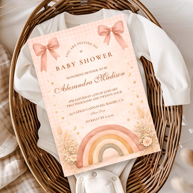Terrakotta Boho Regnbåge Bebis Shower Inbjudningar (Skapare uppladdad)
