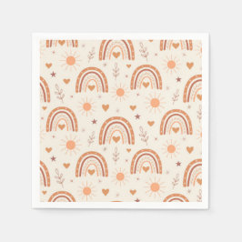 Terrakotta boho regnbågsmönster baby shower pappersservett