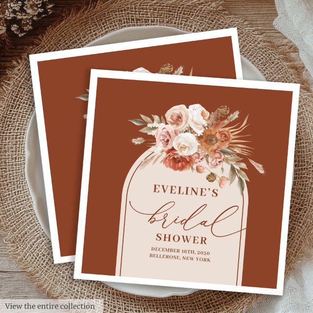 Terrakotta Boho-valvbåge servetter för bröllopsfes (Terracotta Boho Arch Napkins for Bridal Shower Party)