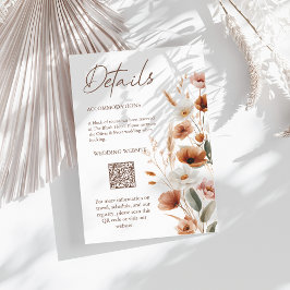 Terrakotta Boho Vildblomma Bröllopsdetaljkort Tilläggskort