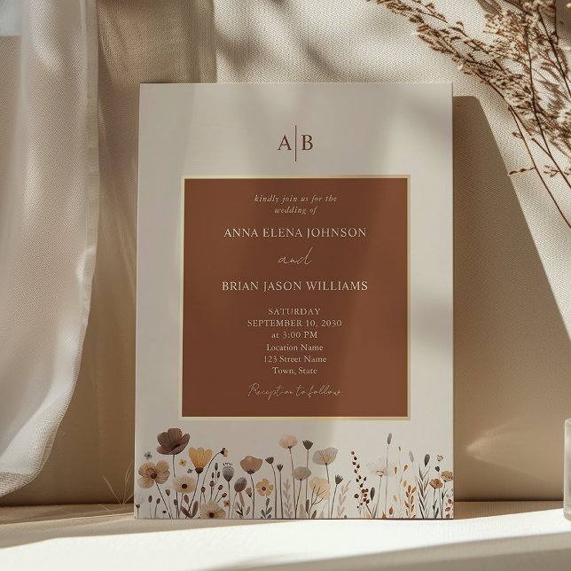 Terrakotta Boho Vildblommor Bröllopsinbjudan Inbjudningar (Skapare uppladdad)