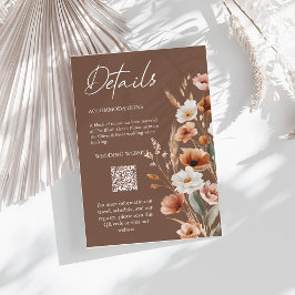 Terrakotta Boho Wildflower Bröllopsinformationskor Tilläggskort