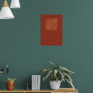 Terrakotta Botanisk Blommönster Vintage Konst Po Poster