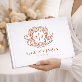 Terrakotta Botanisk Monogram Krönings Bröllop Gästböcker