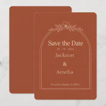 Terrakotta Botanisk Save the Date-kort