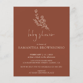 Terrakotta Bouquet Botanisk Budget Barnkalasinbjud Flygblad