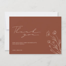 Terrakotta Bränd Orange Elfenben Baby Babyfest Tack Kort