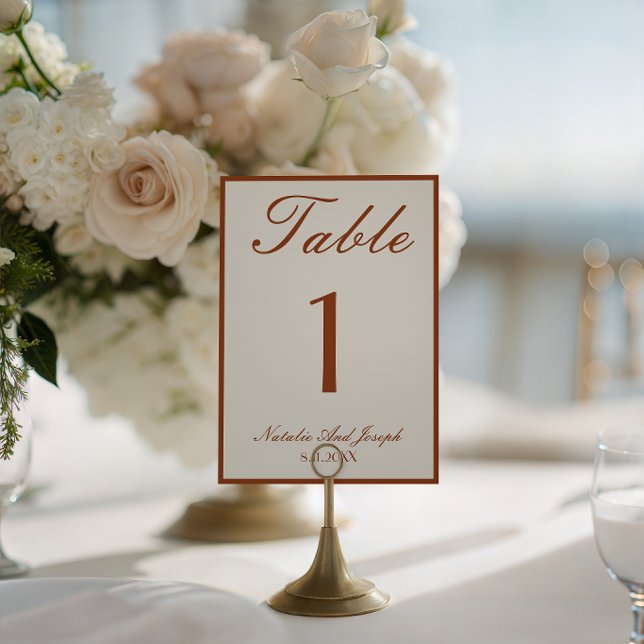 Terrakotta Bränt Orange Gammaldags Bröllopsbord Inbjudningar (Skapare uppladdad)