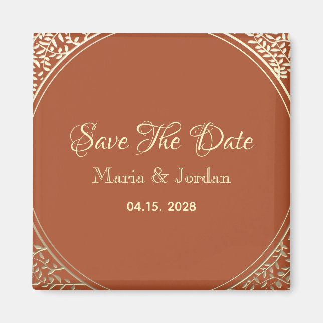 Terrakotta Bröllop Save The Date Inbjudan Magnet (Framsidan)