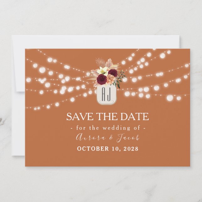 Terrakotta Bröllop Save The Date Spara Datumet (Framsida)