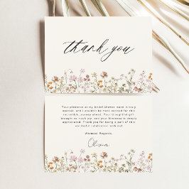 Terrakotta Bröllopsdusch med Vilda Blommor Tack Kort