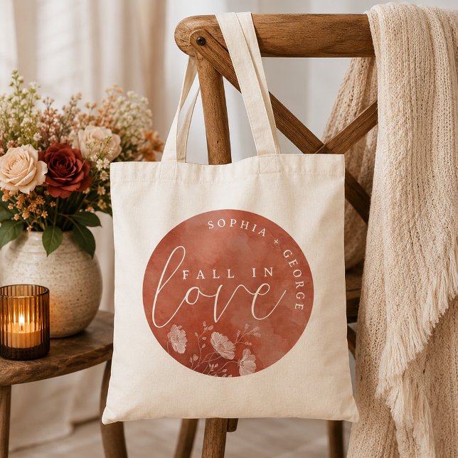 Terrakotta Bröllopsdusch Väska Fall in Love (Romantic tote bag)