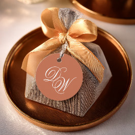 Terrakotta bröllopsmonogram Klassisk Enkel Brun Gåvor Etiketter
